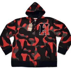 Stall & Dean Mens Harvard University Crimson Camo Varsity Hooded Jacket New